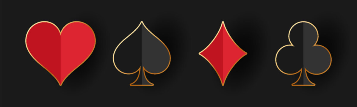 Playing card suit symbols isolated on white background. Vector illustration.