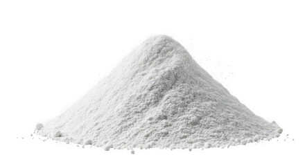 Small pile of white flour or fine powder on a flat surface isolated on transparent background
