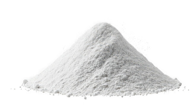 Small pile of white flour or fine powder on a flat surface isolated on transparent background