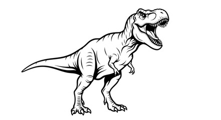 Detailed Line Art of a Tyrannosaurus Rex with Open Mouth. © Agos