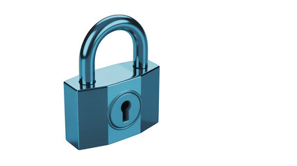 Naklejka premium Blue padlock security safety isolated on a transparent background