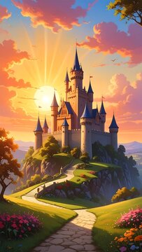 Fairytale castle at sunrise