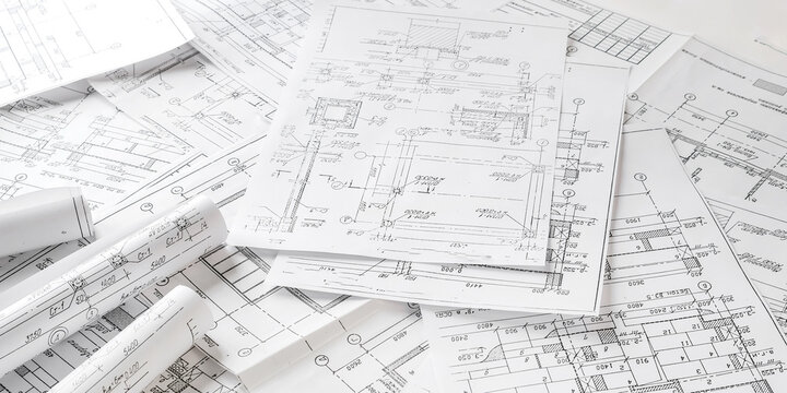 Architects concept, engineer architect designer freelance work on start-up project drawing, construction plan architect design working drawing sketch plans blueprints and making construction model