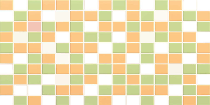 Seamless green, orange, and yellow plaid fabric texture featuring a vintage checkered pattern and geometric mosaic style for a retro textile wallpaper design vector