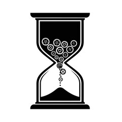 Stylized hourglass illustration depicting flowing bubbles and time dynamics.