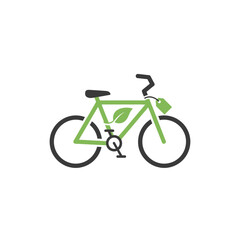 Fototapeta premium Green bicycle with leaf design.