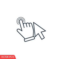 Obraz premium Hand clicking computer mouse button icon.