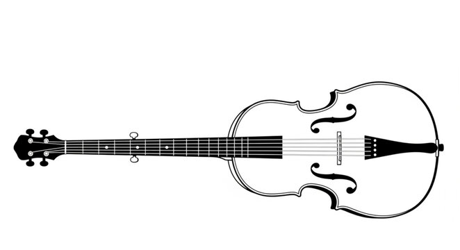 Detailed Illustration of a Stringed Musical Instrument with F-Holes.
