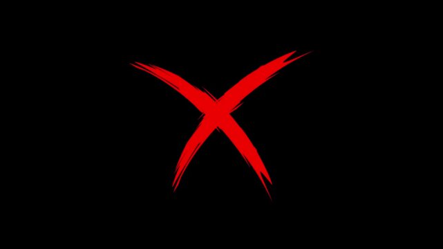 Animated X Mark Wrong Indicator on Isolated Dark Background