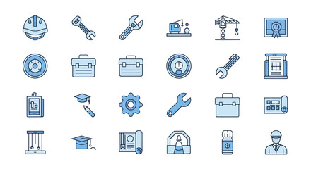 Engineering and construction icons set