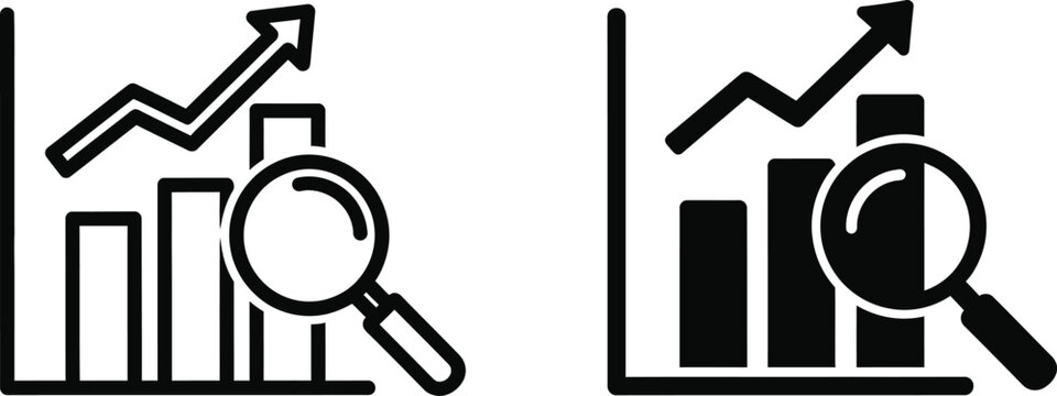 Business data analysis and statistics icons