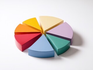 Obraz premium pie chart financial object centered composition full body isolated on pure white background studio lighting no shadow under subject high detail sharp focus commercial product photography no environme