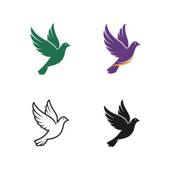 Fototapeta premium Four Dove Bird Silhouette Vector Logos vector illustration