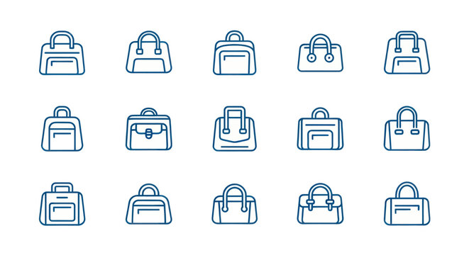 Collection of handbags outlined in blue