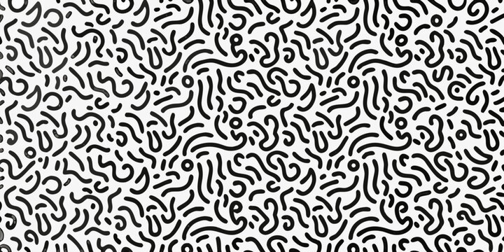 Abstract black and white pattern of swirling organic line art