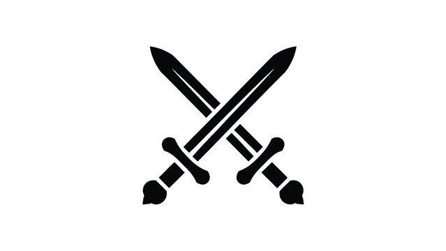 crossed swords silhouette icon medieval warrior weapon symbol battle combat emblem black blade illustration isolated on light background
