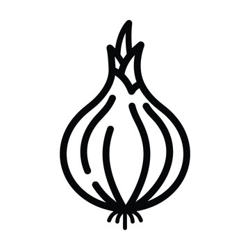 Simple Outline Icon of an Onion