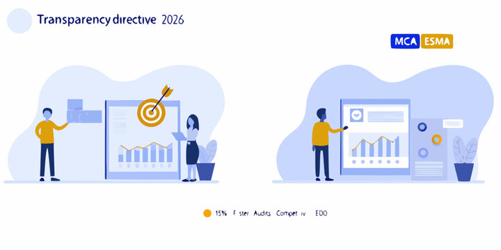 Transparency directive 2026 people analyzing data on digital screens