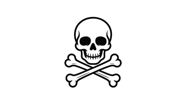 skull and crossbones symbol minimalist danger poison warning icon black outline pirate style skull emblem isolated on light background