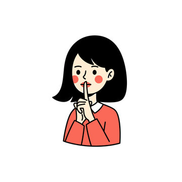 Woman Gesture Shhh Silence Secret vector illustration