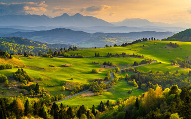 Mountain landscape in the Pieniny National Park at the foot of the Tatra Mountains. Pieniny Park is...