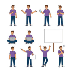 Obraz premium Multifaceted Expressions: A collage showcasing a collection of diverse poses and expressions of a man.