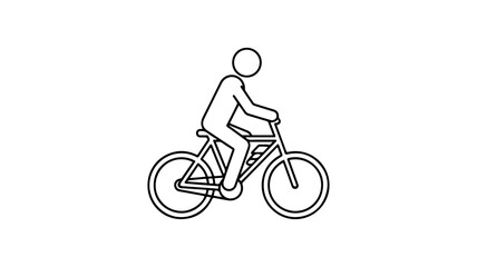 Obraz premium Minimalist side view icon of a person riding a bicycle