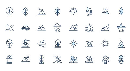 Fototapeta premium Nature icons trees mountains and weather
