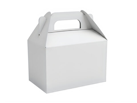 White Gable Box with Handle isolated on a transparent background white box packaging