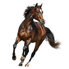 Obraz premium Brown horse running isolated on transparent background