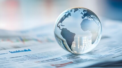 Glass Globe on Financial Newspaper earth world