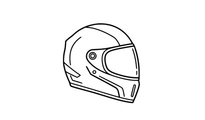 Fototapeta premium Hand Drawn Motorcycle Helmet Icon Vector with Editable Outline on White Background