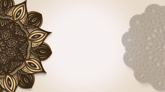 Elegant Rotating Mandala Background with Islamic Floral Ornament and Copy Space