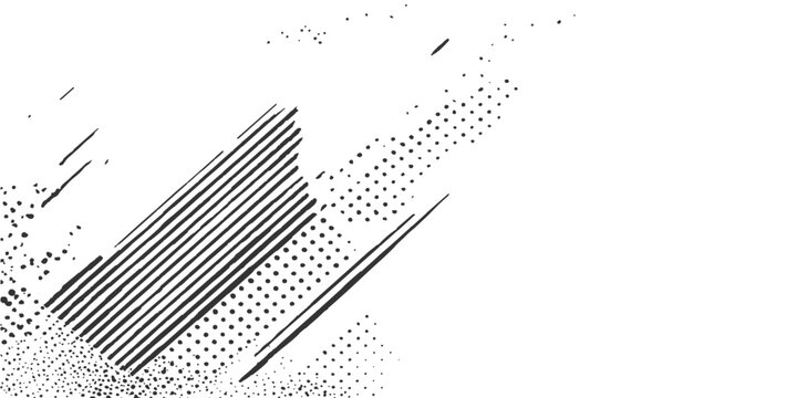 Abstract dynamic composition featuring a series of meticulously crafted diagonal lines and intricate geometric dot patterns. The monochrome aesthetic creates an aura of minimalistic complexity.