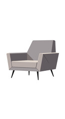 Fototapeta premium Modern Gray Armchair with White Cushion.