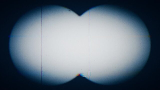 Binocular Viewpoint Overlay with Retro VHS Glitch and Film Grain Effect