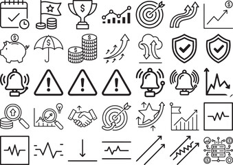 Fototapeta premium Financial Risk Management and Market Volatility Icons