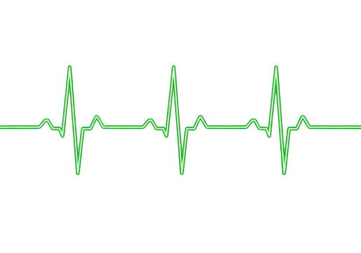 Graphic representation of a heartbeat using an electrocardiogram line style