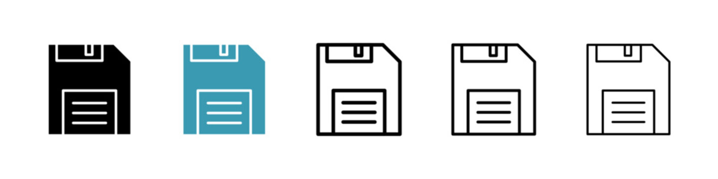 Floppy disk icons collection in black and blue colors