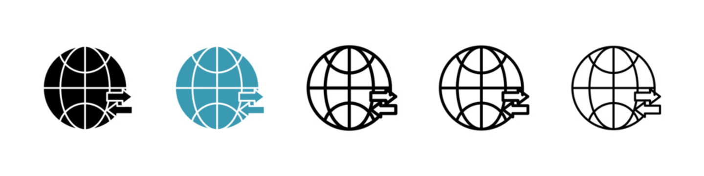 Import export icons collection in black and blue colors