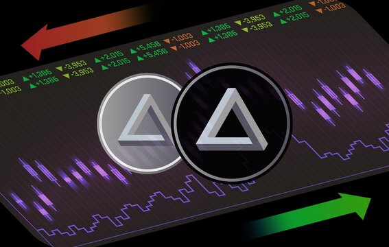 an image of the arpa coin virtual currency on a digital background. 3d illustrations.