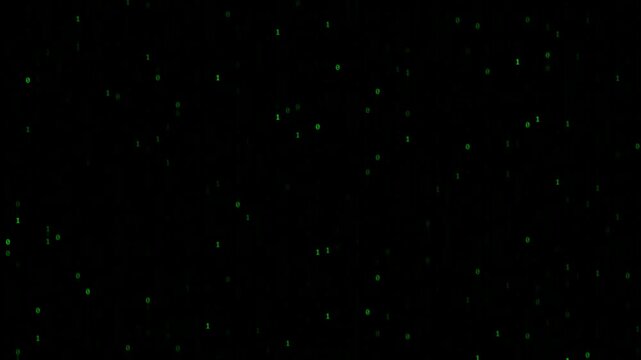 Falling Green Binary Code: Classic Matrix Effect on Black Background