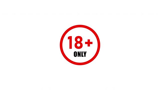 animation 18 plus symbol in white background 4k adult only.