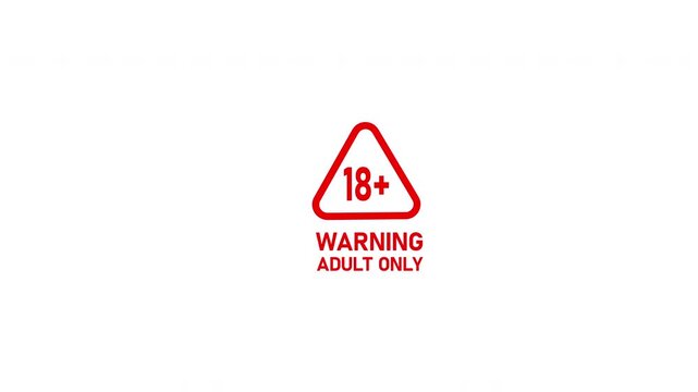 18+ Warning Adults Only Age Restriction on white background 4k