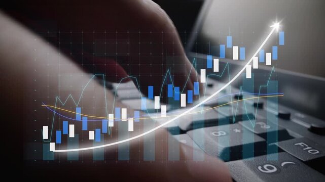 Visual representation of financial growth trends displayed on a keyboard, highlighting the intersection of technology and investment analysis in the modern market landscape. Copula