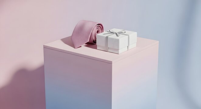 Blurry image of white and pink objects on a pastel pedestal