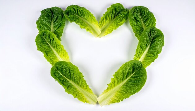 Isolated heart of romaine lettuce head, fresh whole cos leaves, ready to eat food ingredient