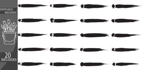 Set of 20 editable brushes vector