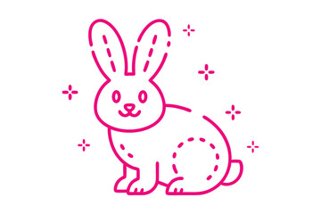 Fototapeta premium Cute fluffy cartoon cloud and sun, simple line art illustration