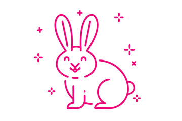 Fototapeta premium Cute fluffy white dog cartoon illustration, simple line art, cheerful and friendly